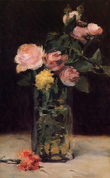 Edouard Manet Roses in a Glas Vase France oil painting art